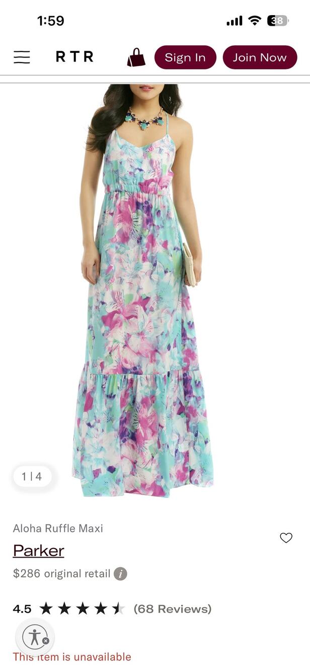 Parker Aloha Ruffle Maxi (sz S)